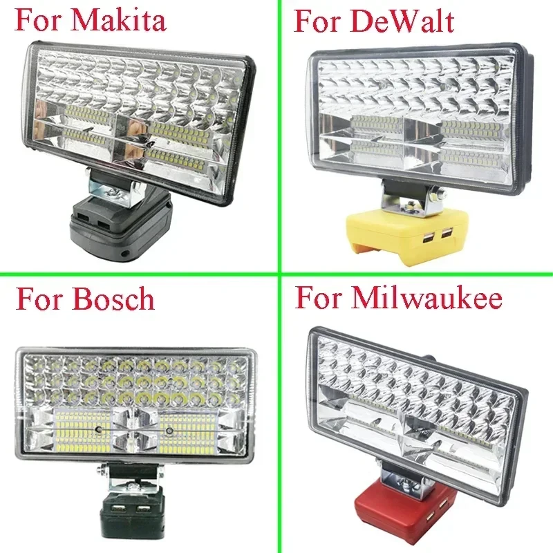 Foco de luz Led de 8 pulgadas para trabajo al aire libre, lámpara de emergencia portátil para pesca, Dewalt, Milwaukee, Makita, batería Bosch de 18V