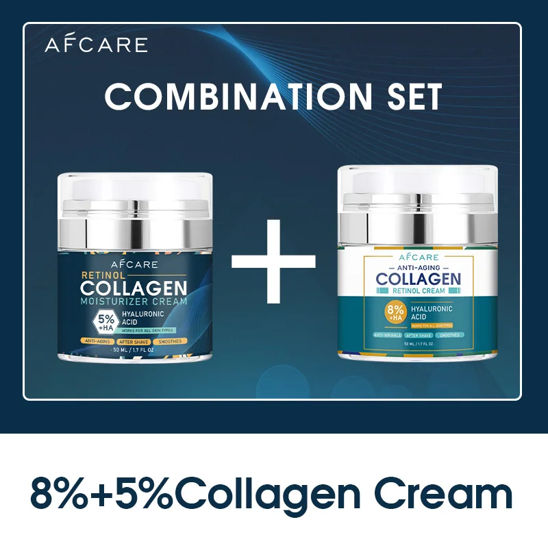 Crema Facial con 8% de Colágeno, Ácido Hialurónico de Alta Calidad, Retinol Antiarrugas, Hidratante y Antienvejecimiento