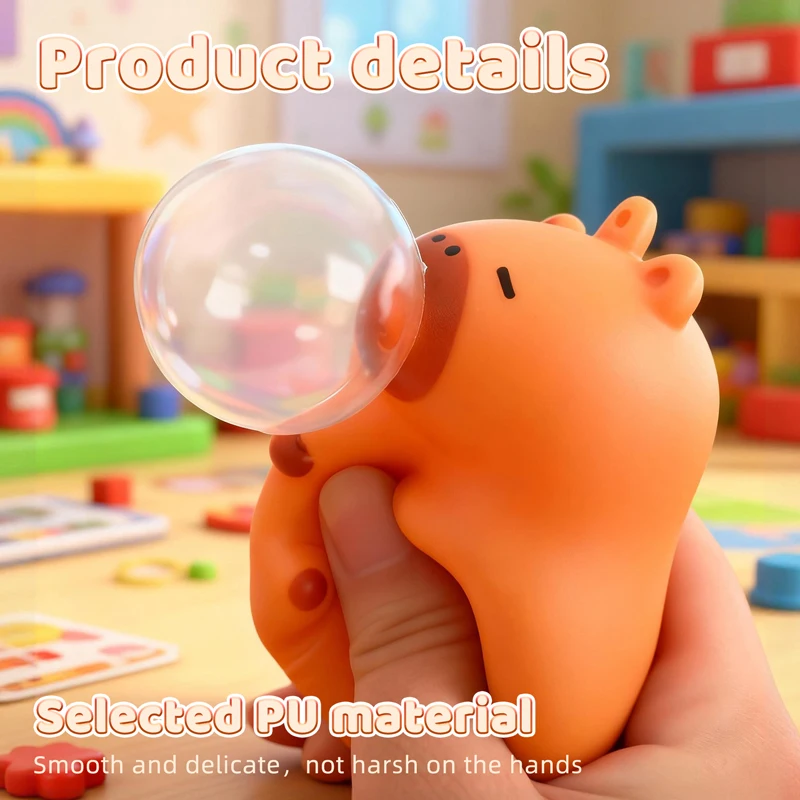 Juguete Antiestrés de Capibara para Apretar y Soplar Burbujas, Divertido, Decoración, Llaveros para Mochila, Juguetes Sensoriales