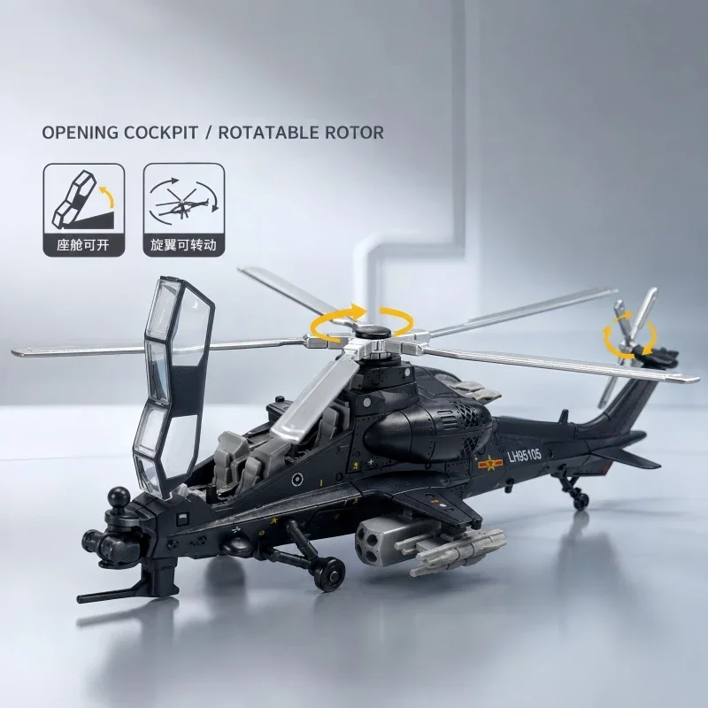 Bloques de Construcción de Helicópteros de la Serie Militar Creativa 1/72, AH-64/EC-665/Z-10, Modelo de Trueno Ardiente, Juguetes Decorativos DIY para Regalos de Navidad