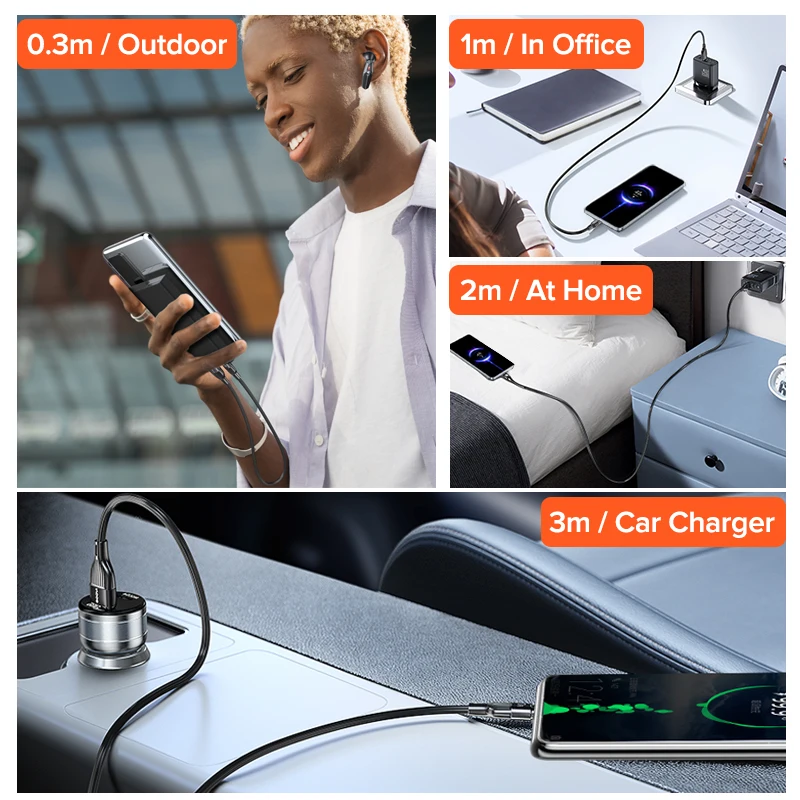 QOOVI-Cable de datos de carga rápida QC3.0, cargador de USB-C para Xiaomi, Samsung, Huawei, OnePlus, Poco F3, 3M, 7A, USB tipo C