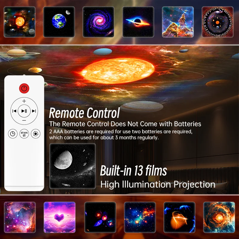 Proyector de estrellas, luz nocturna de galaxia, disco HD Lmage, proyector planetario mejorado con Control remoto, función Bluetooth para habitación