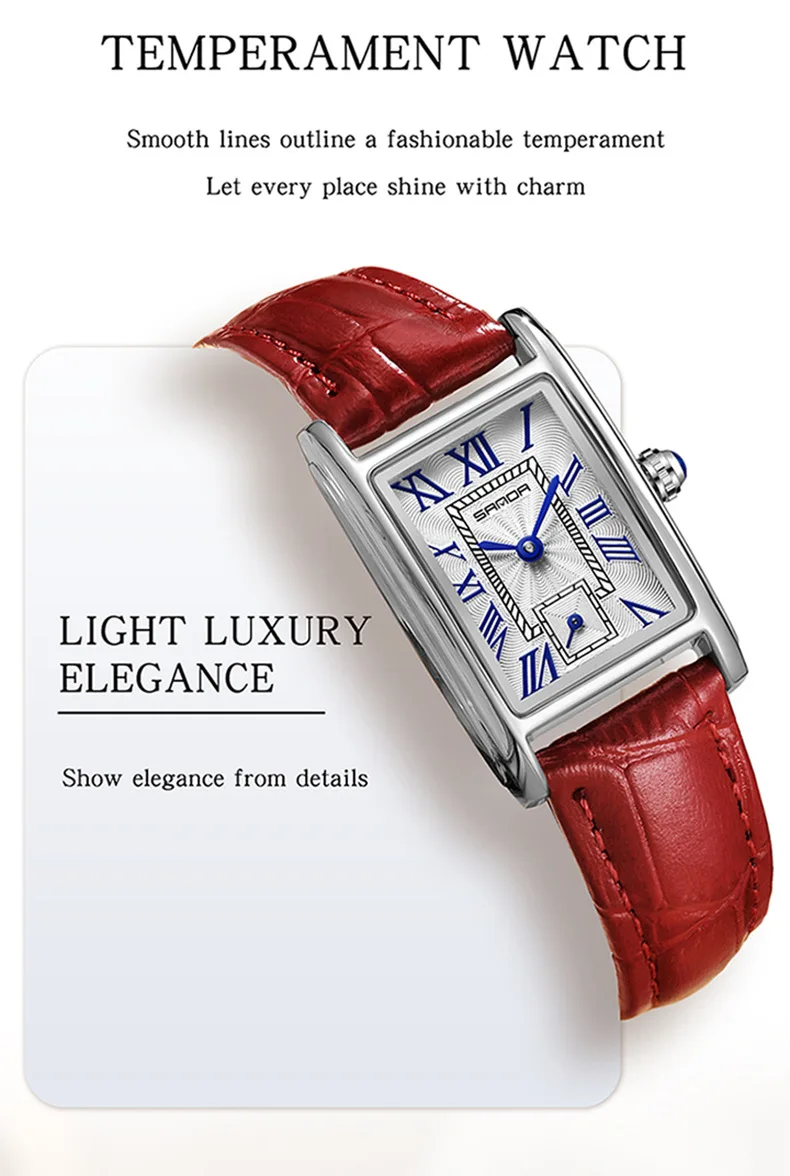 Sanda 1116 nueva moda 2023 diseño elegante esfera rectangular resistente al agua movimiento de cuarzo mujeres de negocios reloj de pulsera analógico