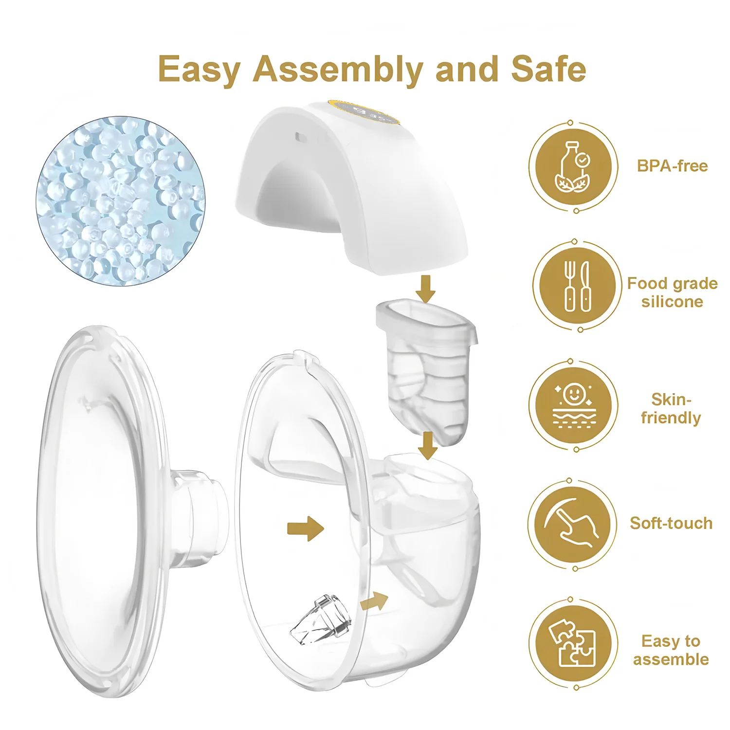 Extractor de leche portátil, extractor de leche eléctrico manos libres con pantalla LED para lactancia materna, 3 modos, 9 niveles de succión, poco ruido