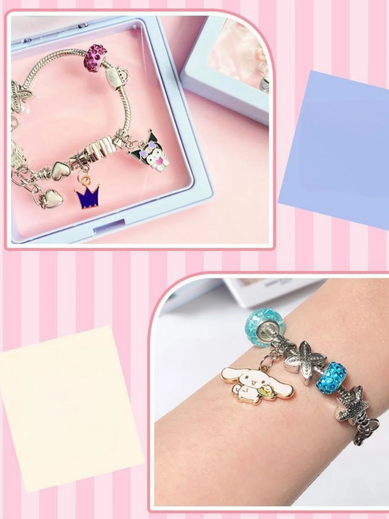 1 pieza de accesorios de cuentas de cadena de moda para mujer, con diseño de personajes de dibujos animados Kawaii y adorables como Cinnamoroll, Melody y Kuromi, para decoración de fiestas.