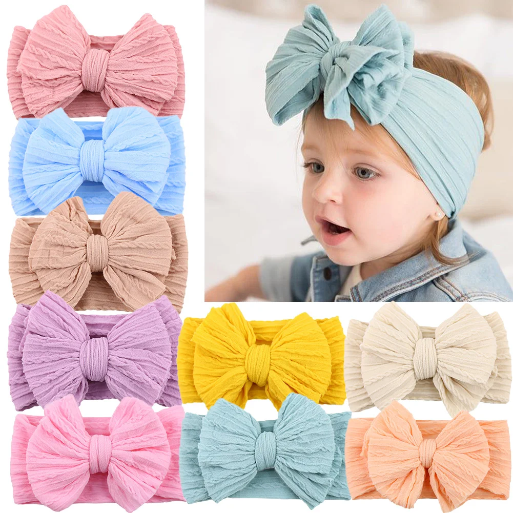 20 unids/lote, lazo de Cable sólido, turbante para bebé, diadema para niños, capas de nailon, diademas elásticas, accesorios de bandas para el cabello para recién nacido, niño y niña