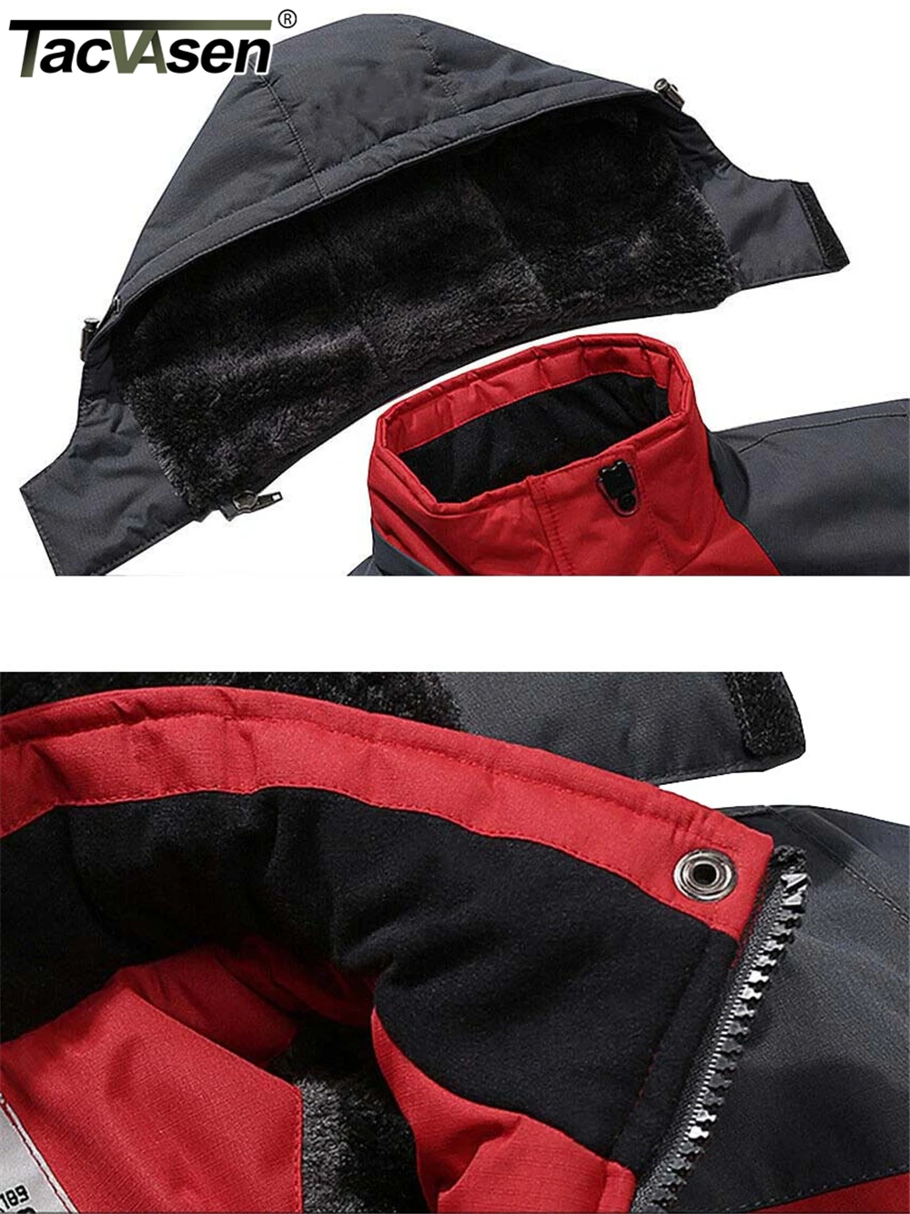 TACVASEN, chaquetas de montaña con forro polar, chaquetas de senderismo para hombre, abrigos con capucha extraíbles para exteriores, Parka de esquí y Snowboard, prendas de vestir de invierno