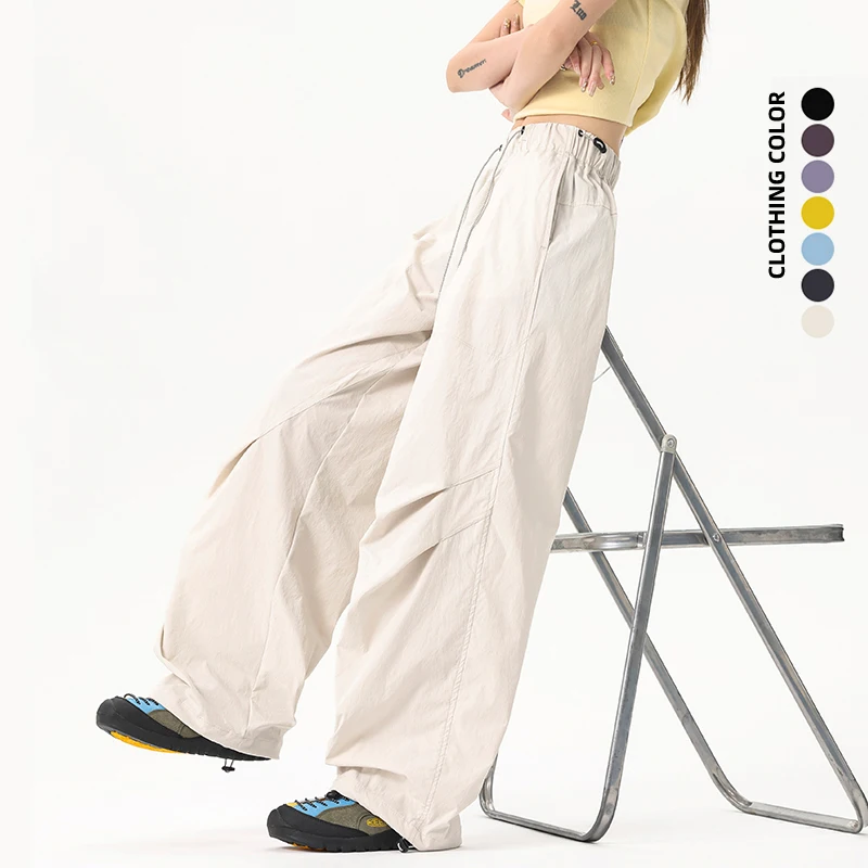 Pantalones de senderismo al aire libre para mujer, pantalones impermeables de montañismo de longitud completa, pantalones de paracaidista con cintura elástica, pantalones para acampar y ciclismo