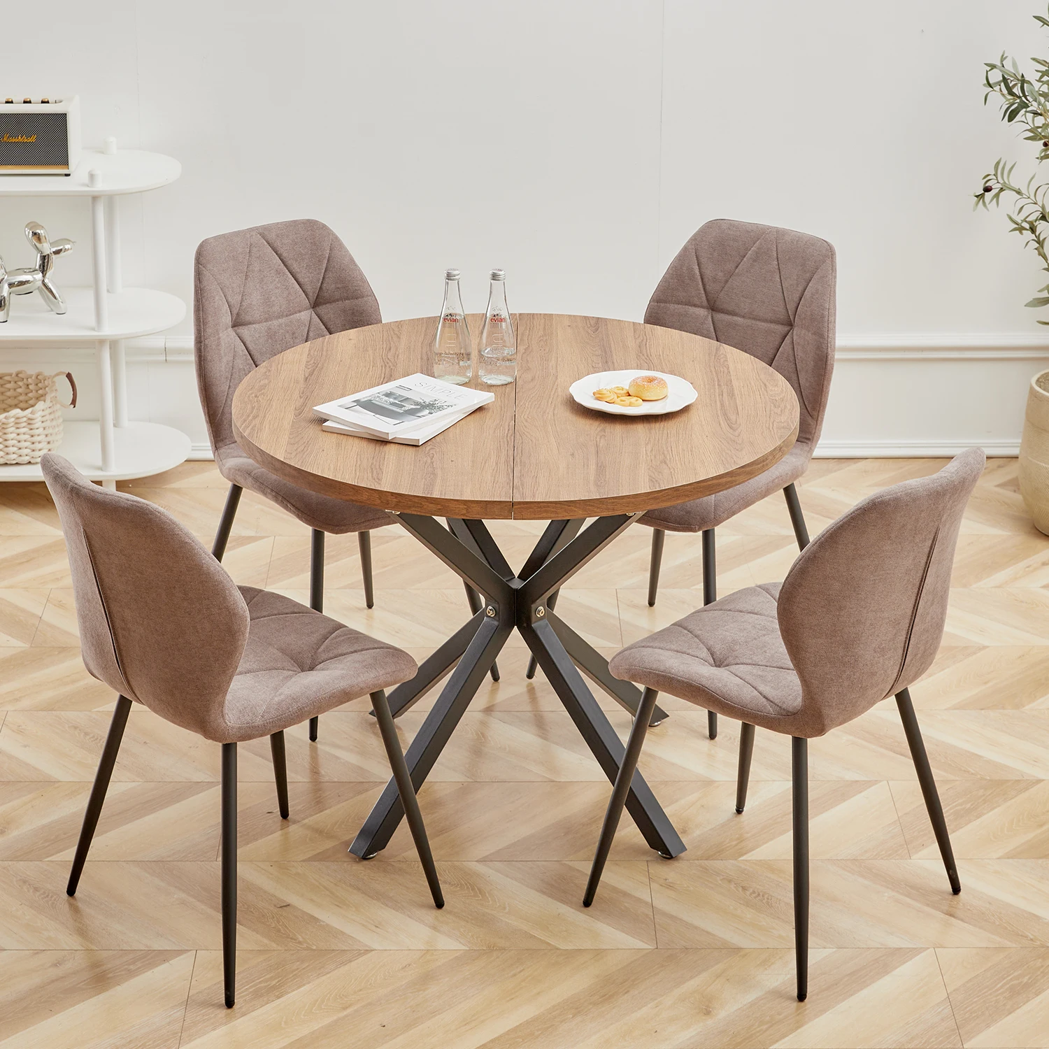 Mesa redonda nórdica, mesa de comedor de madera maciza, mesa redondeada, balcón, sala de estar, muebles para el hogar, 100CM
