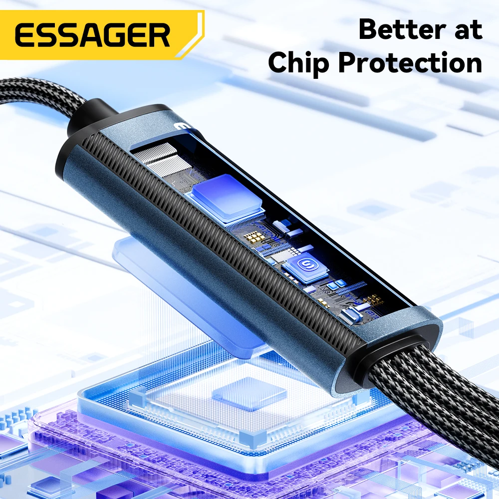 Essager Cable de 100W USB C a tipo C para iluminación PD cargador rápido datos 3 en 1 Cable de carga rápida para Macbook iPhone Samsung Xiaomi