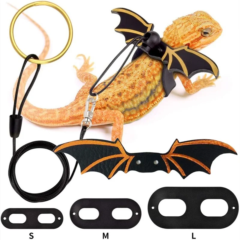 Correa de dragón barbudo ajustable con alas de murciélago, arnés de lagarto de cuero suave para anfibios y otros reptiles pequeños, 3 uds., novedad de 2022