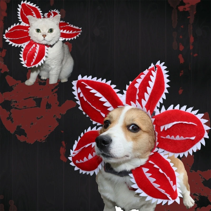 Divertido sombrero gato Demogorgon, disfraz flor aterradora, suministros accesorios para mascotas cumpleaños, para