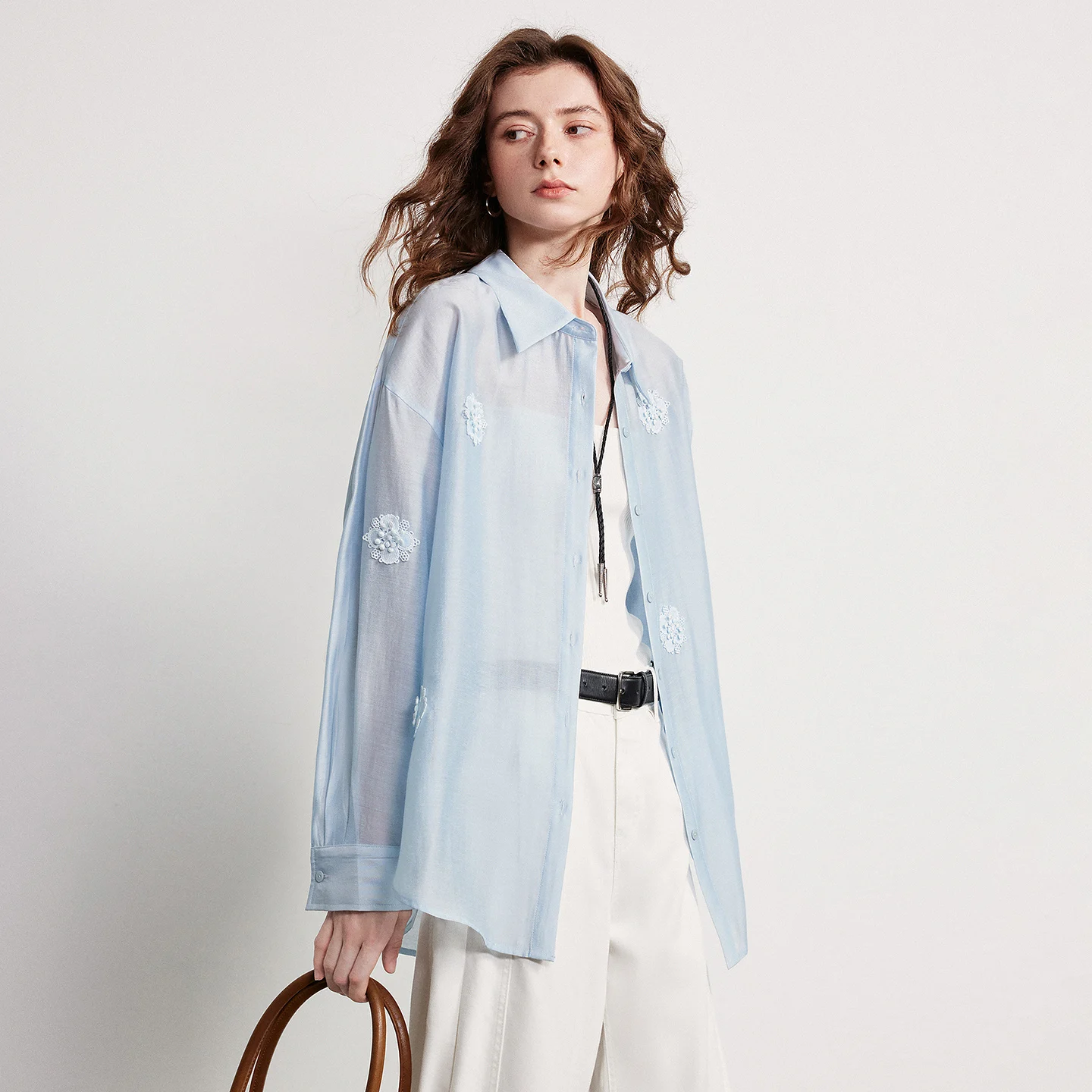 Camisa para Mujer TOYOUTH, Primavera 2026, Nueva Chaqueta Holgada con Bordado Tridimensional en Lyocell y Acetato