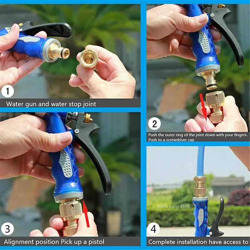 Boquilla de pulverización, pistola de agua de latón, pulverización directa de alta presión, conector rápido, manguera para el hogar, aspersor de jardín de presión ajustable