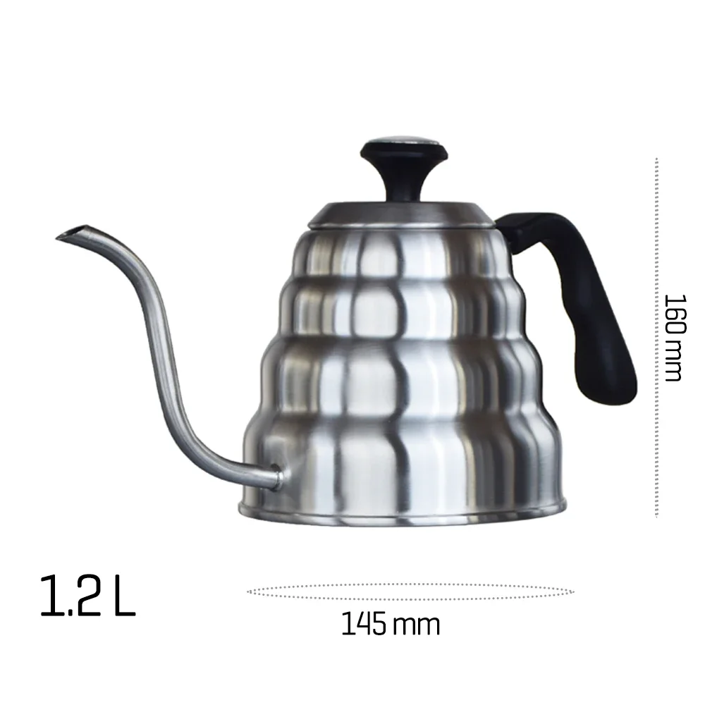 Tetera de café de acero inoxidable de 1L/1,2 L, tetera de goteo con termómetro para cafetería de oficina en casa