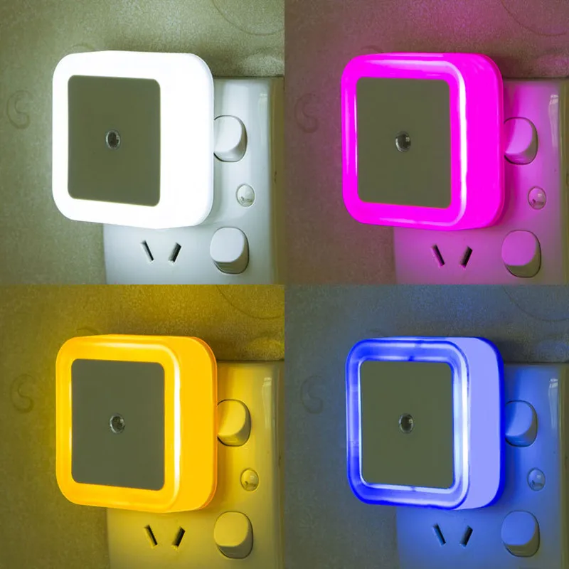 Mini luz LED nocturna UE/EE. UU./Reino Unido enchufe Sensor de luz forma cuadrada lámpara de noche para habitación de niños dormitorio cabecera pasillo 110V 240V