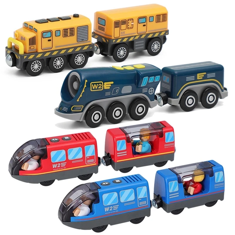 Juego de tren eléctrico RC, locomotora, tren magnético, juguete con ranura fundida, apto para marca, pistas ferroviarias de madera, juguetes para niños, regalos