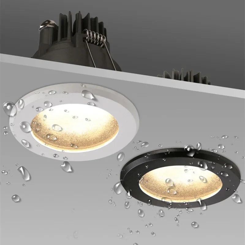 Foco LED redondo impermeable IP65, lámpara COB de aluminio para techo, cocina, ducha, baño, iluminación interior