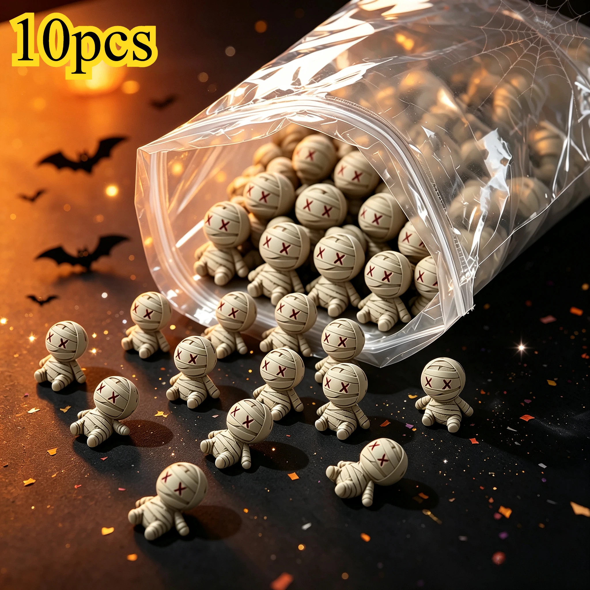 10 Piezas de Mini Figuras de Resina de Momias, Pequeñas Estatuas de Muñecas Momia, Adornos para Micropaisajes, Decoración de Escritorio para Fiesta de Halloween