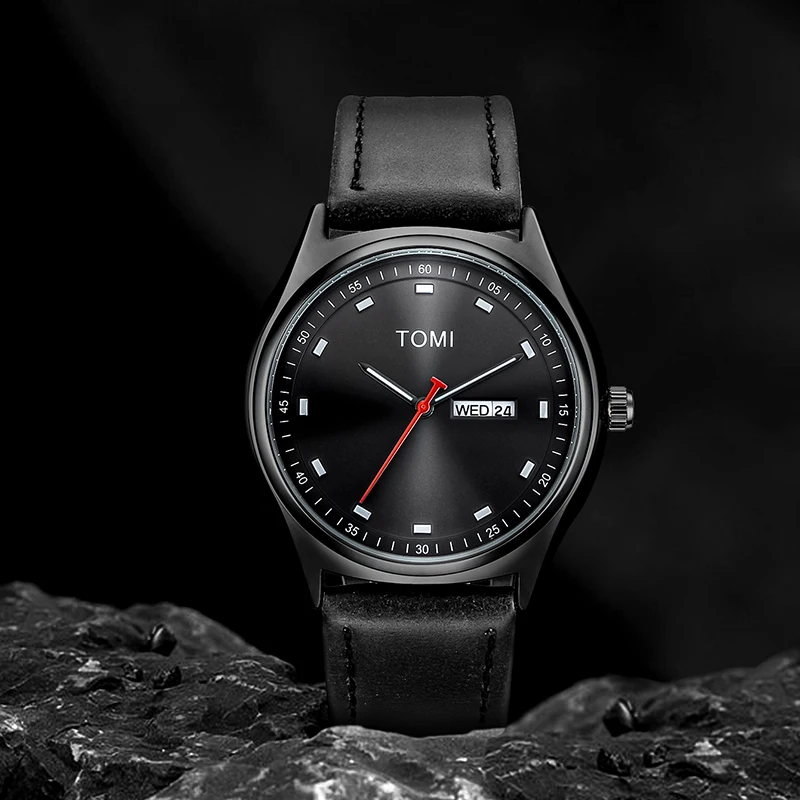 Reloj TOMI minimalista para hombre, reloj de cuarzo informal de negocios para hombre y mujer, reloj de cuarzo con calendario moderno y versátil