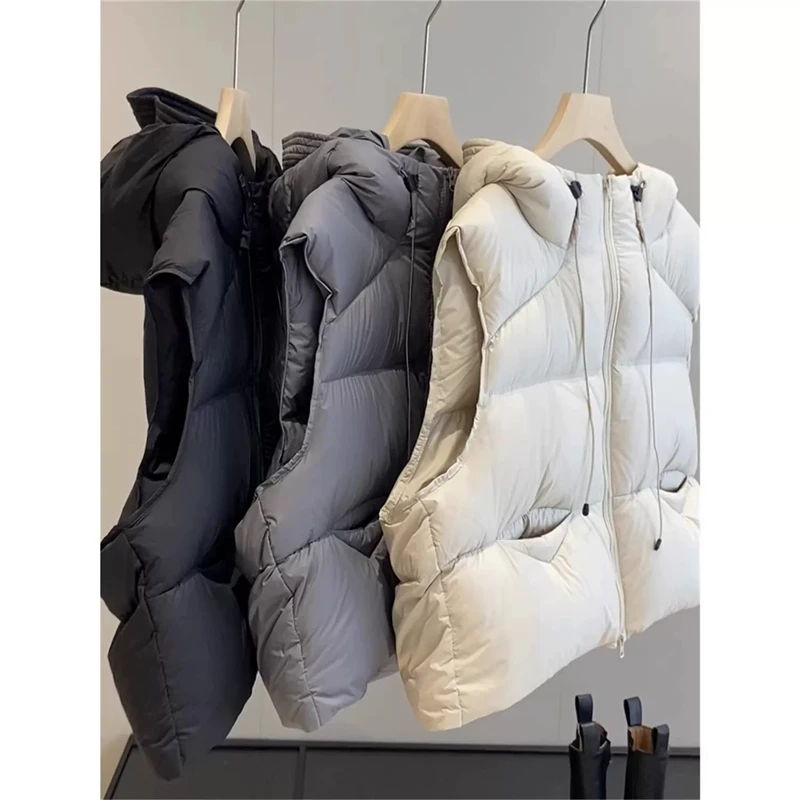 ZAROY, chaquetas y chalecos de otoño e invierno para mujer, chaleco informal con capucha y bolsillos con cremallera, ropa de abrigo, chaqueta sin mangas de algodón, куртка