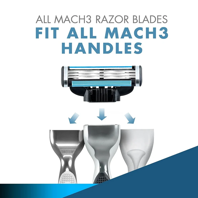 Gillette-cuchilla de afeitar Mach3 para hombre, cabezal de afeitadora, cartuchos de recarga con tira de lubricación, cuchillas de 3 capas, corte rápido, barba facial
