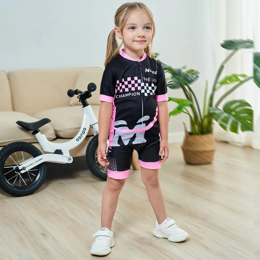 Conjunto de Jersey de ciclismo para niñas, ropa deportiva con estampado de dibujos animados, ropa deportiva de manga corta para ciclismo, verano 2022
