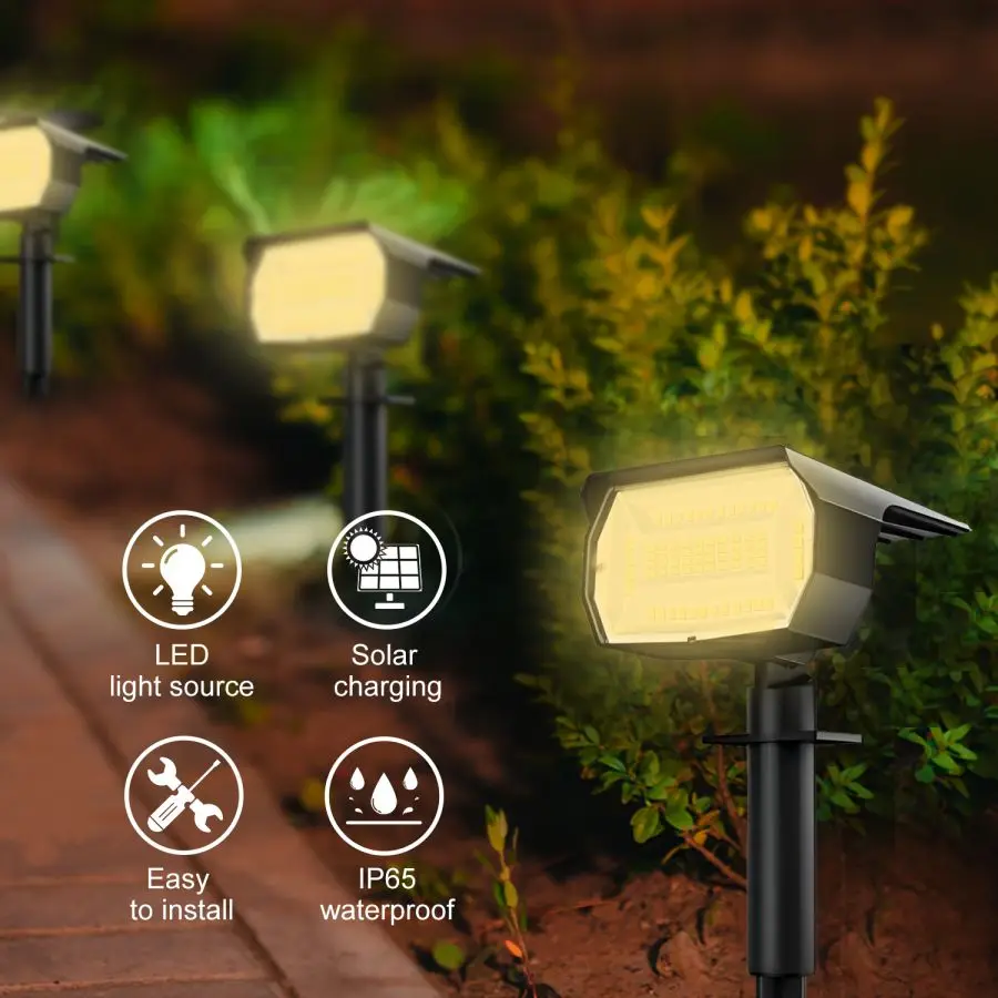 Foco Solar de 1/2/4 Uds., 68/72 LED, focos solares para jardín al aire libre, impermeables, 3 modos, luz de pared, puerta, patio trasero, garaje