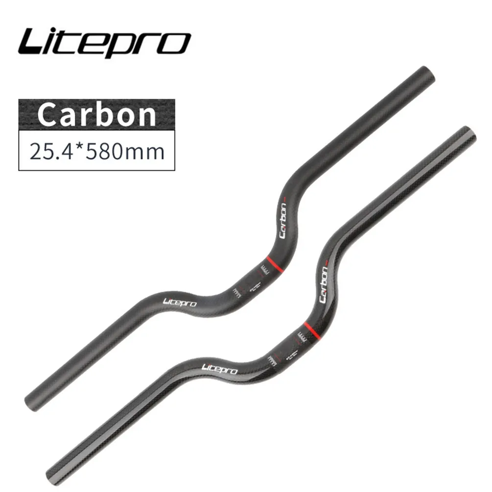 Manillar Litepro M para bicicleta plegable, fibra de carbono, para Brompton, 25,4 x 580 mm, manillar tipo Swallow