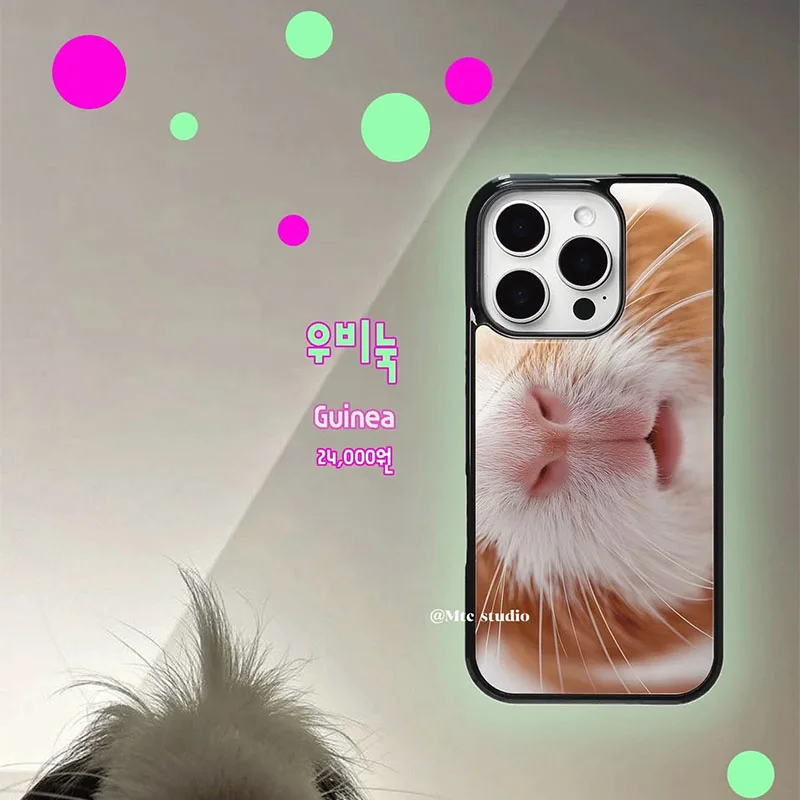 Funda de silicona a prueba de golpes con diseño de cara de conejillo de indias coreano, divertida y linda, para iPhone 17 Air 16 Pro Max 15 14 Plus 13 12 11