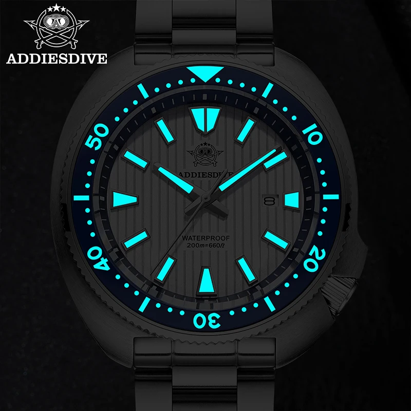 Relojes ADDIESDIVE de lujo para hombre, reloj de cuarzo con cristal de zafiro de acero inoxidable para hombre, relojes de pulsera luminosos 20Bar resistentes al agua
