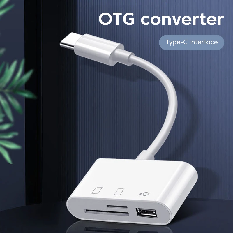 Adaptador de lector de tarjetas tipo C 3 en 1, lector de tarjetas SD OTG TF, convertidor de tarjetas de memoria USB-C OTG para U-Disk Macbook, portátil, Samsung y Huawei