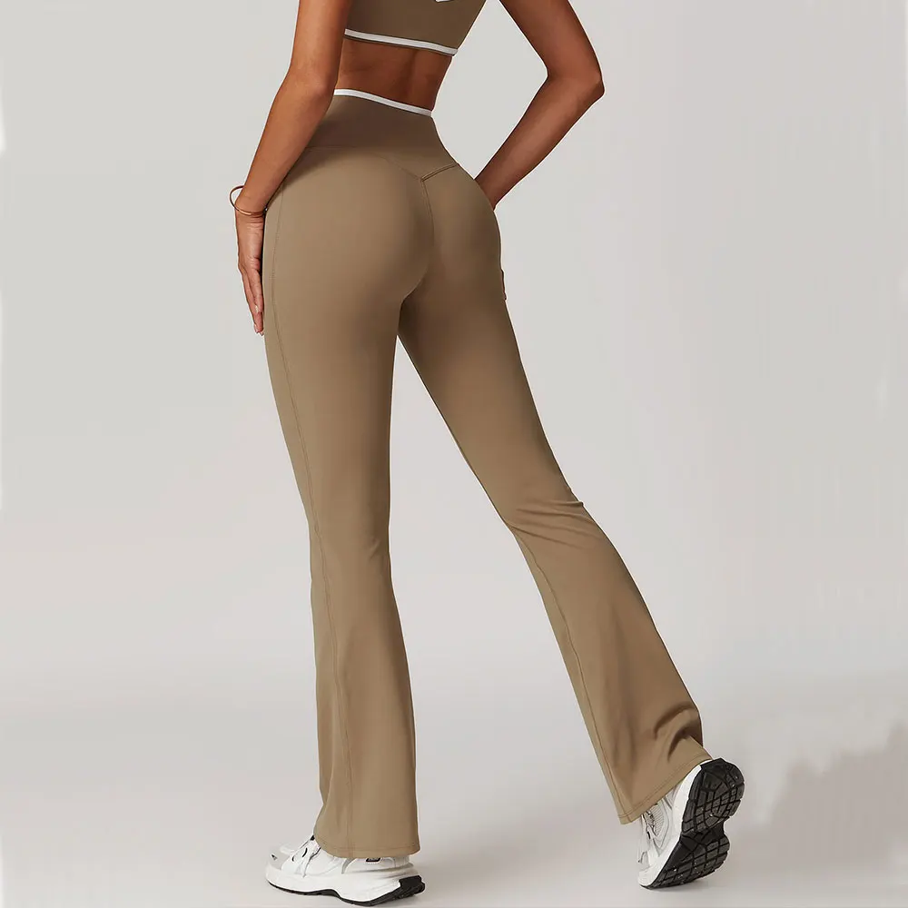 Leggings de yoga acampanados para mujer, pantalones deportivos de fitness, ciclismo y running, leggings deportivos de cintura alta para entrenamiento y gimnasio.