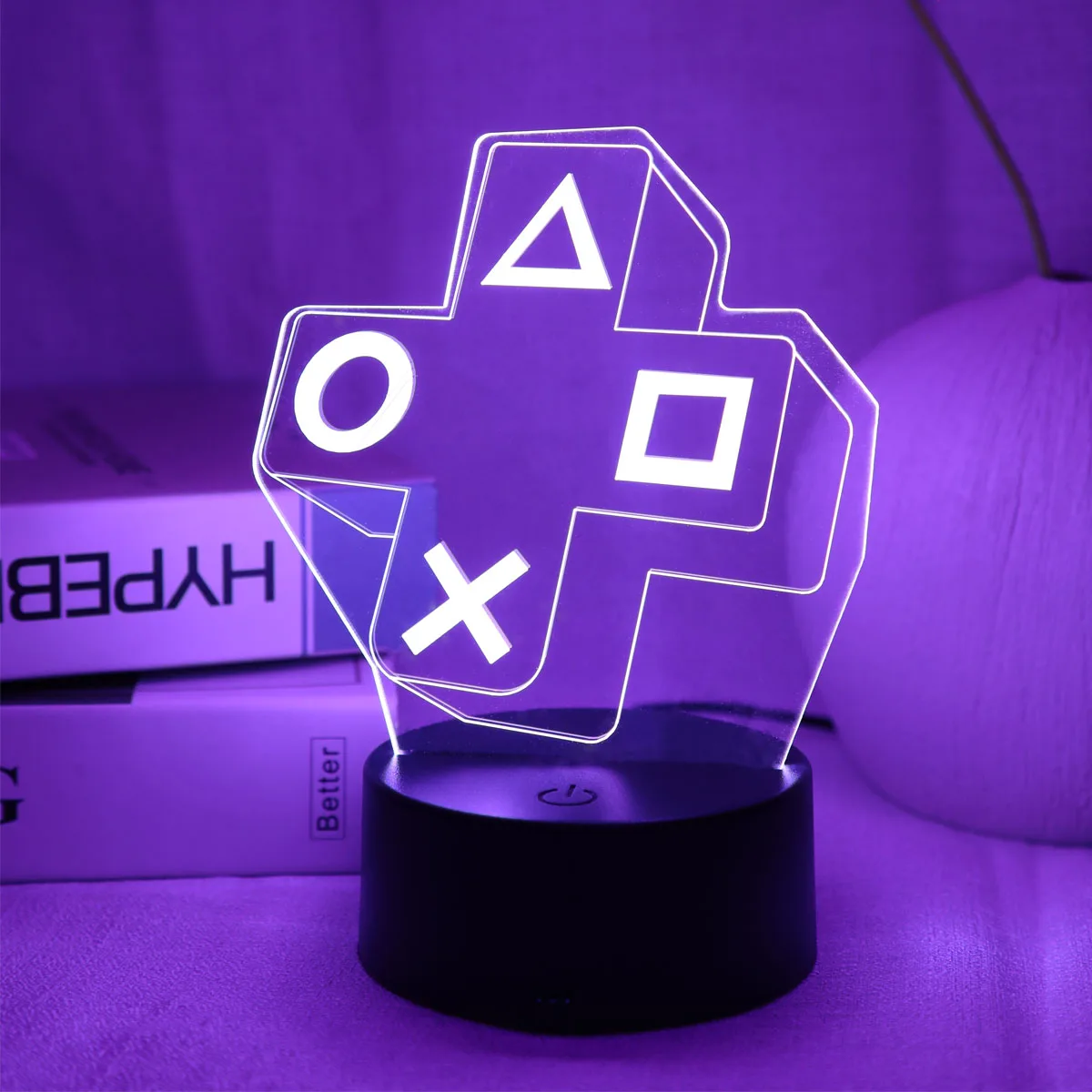 1 unidad de experiencia de juego, botón cruzado, luz nocturna 3D táctil, luz LED colorida, decoración de dormitorio, luz de ambiente