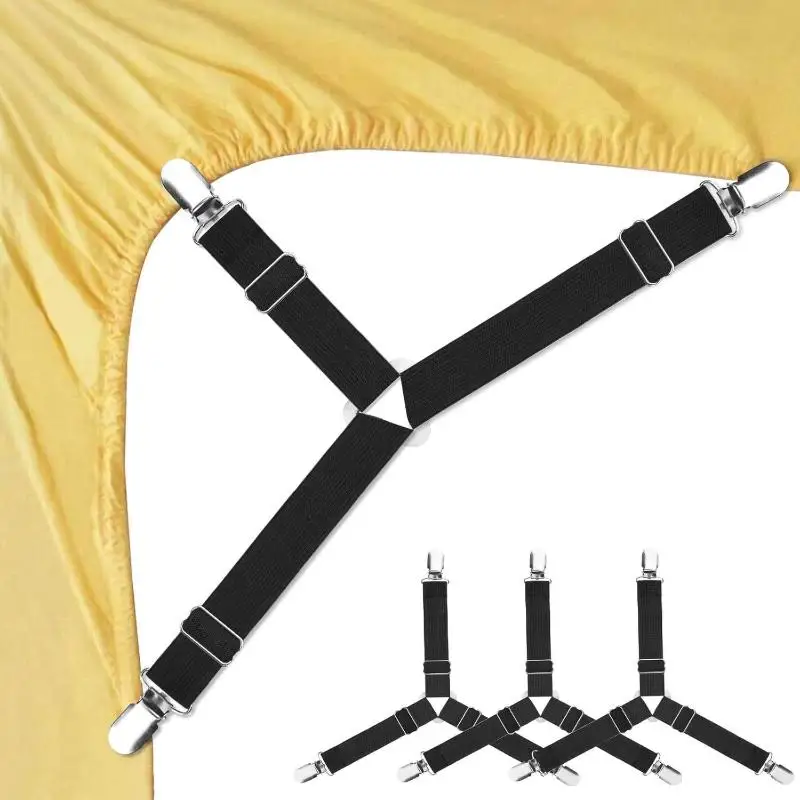 Sujetador de Sábanas Ajustable Elástico con 12 Clips, Sujetador Fijo para Colchón, Sujetadores de Cubiertas y Mantas, Correa Antideslizante - Nuevo