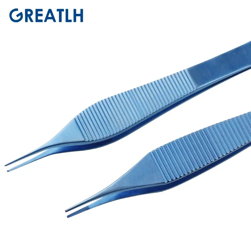 Adson-Pinzas de titanio para tejidos, instrumento quirúrgico para los ojos, puntas dentadas, dientes, oftálmicos, 122mm, 1 pieza