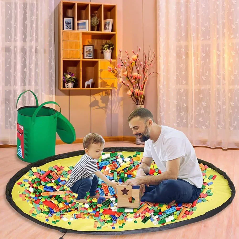 Bolsa de almacenamiento de juguetes plegable de fieltro desmontable, organizador de animales lindos, bolsas Ziplock, a prueba de polvo, bloque de construcción grande, tapete de juego para niños
