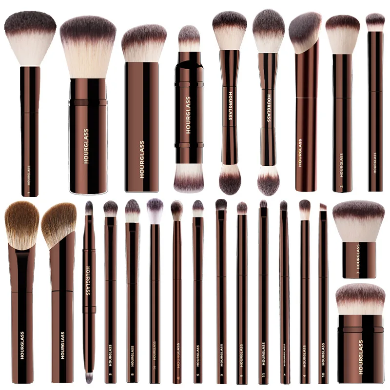 Brocha de Maquillaje Hourglass Cruelty Free - Nuevo Set de 10 Brochas 2024 para Rubor, Polvo, Sombra de Ojos y Base de Maquillaje, Herramientas de Maquillaje Veganas de Lujo