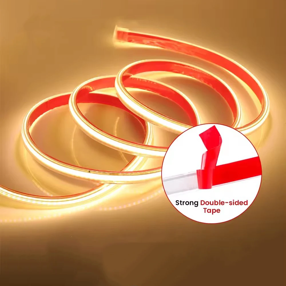 Tira de LED COB de 220V de Alta Luminosidad, Cinta Flexible para Iluminación de Habitaciones, Dormitorios y Cocinas