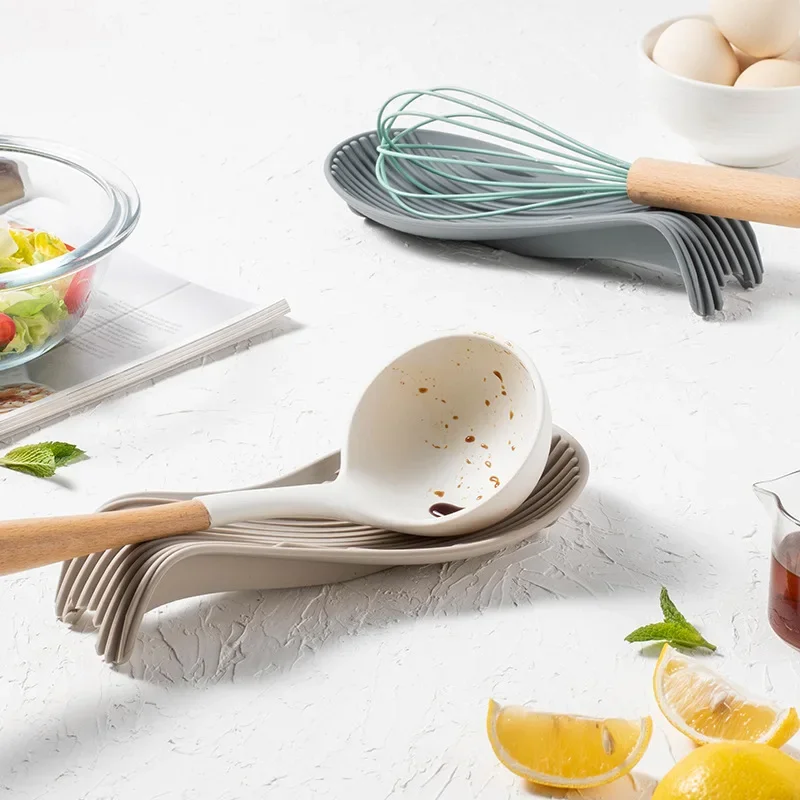 Soporte de cuchara aislado de silicona, resistente al calor Mantel Individual, soporte para cubiertos, herramientas de cocina, 1/4 piezas