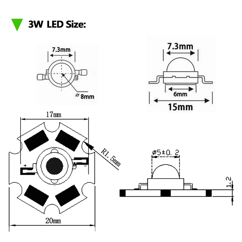 Diodos LED de alta potencia, 10-100 Uds., 1W, 3W, blanco Natural frío cálido/rojo/verde/azul/azul real, 450 660nm, UV rojo profundo con PCB de estrella de 20mm