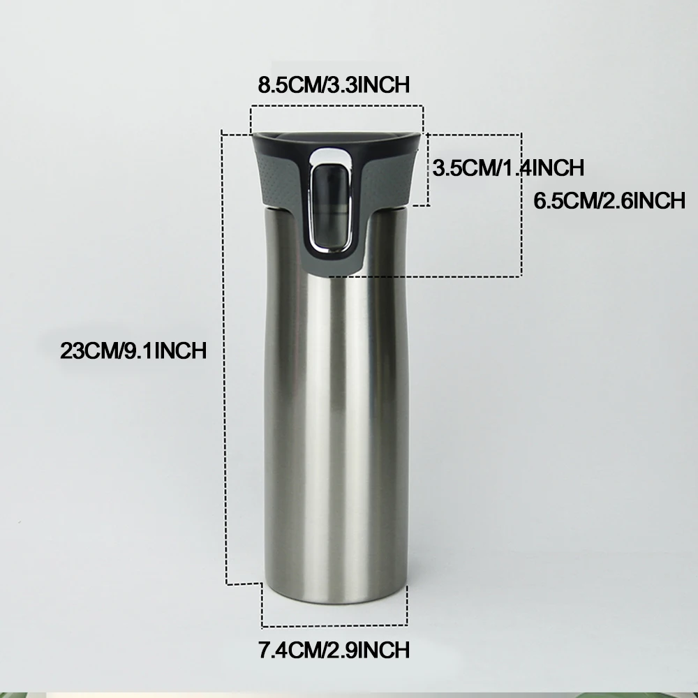 1 taza térmica de café para coche de acero inoxidable, material interior SUS 304, taza de viaje aislada con tapa antiderrames