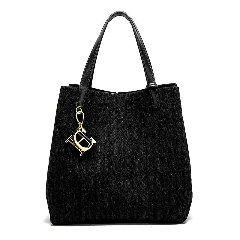 Bolso Tote CH para Mujer, Bolso de Mano de Lujo con Monograma Tejido, Bolso de Hombro Elegante de Gran Capacidad para el Uso Diario