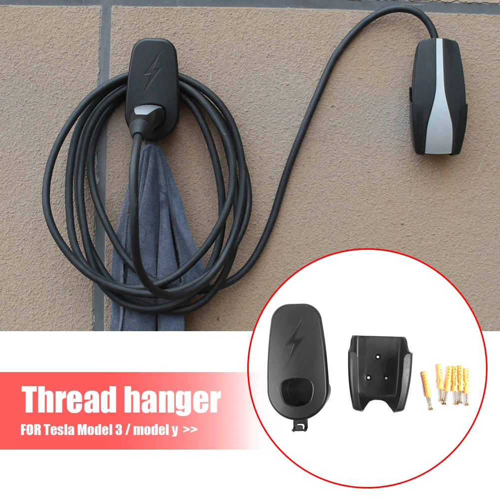 Soporte de Cable de carga de coche para Tesla Model 3 Y, accesorios de montaje en pared con soporte de chasis, conector, soporte de cargador