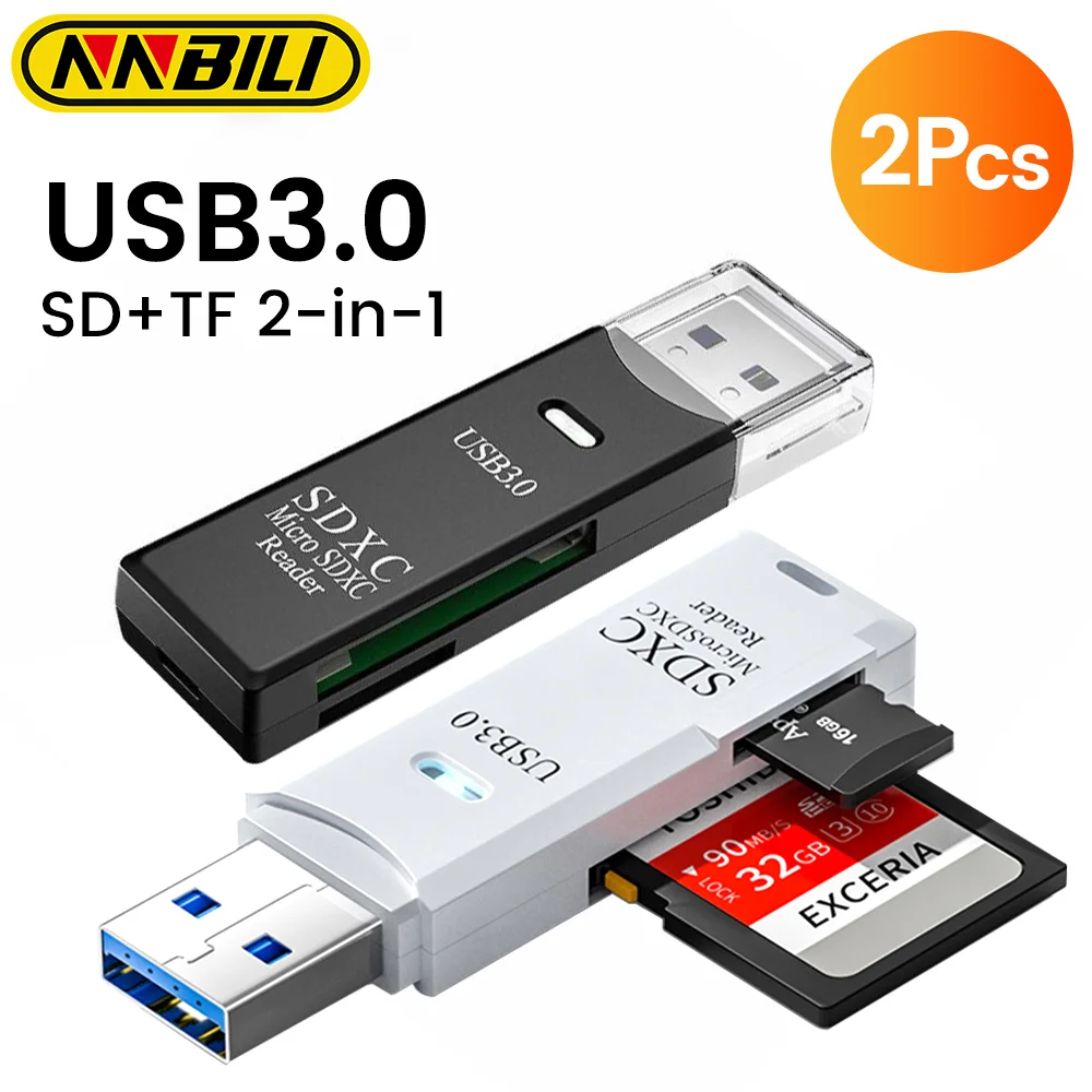 Lector de tarjetas NNBILI 2 en 1, adaptador de lectura de tarjetas de memoria USB3.0 a Micro SD TF, lector de tarjetas de alta velocidad para teléfono, PC, accesorios para ordenador portátil