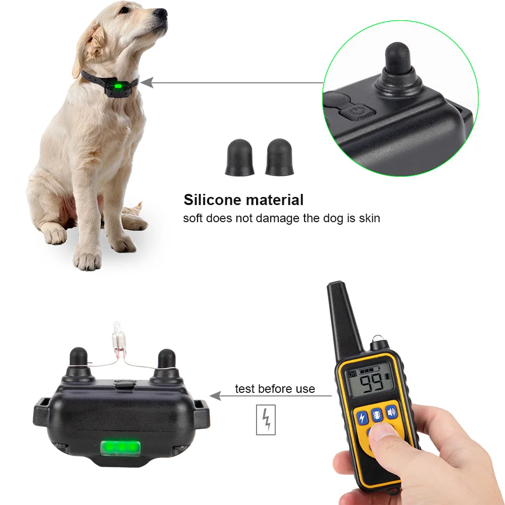 Collar eléctrico de entrenamiento para perros, dispositivo antiladridos recargable con Control remoto, resistente al agua, todos los tamaños