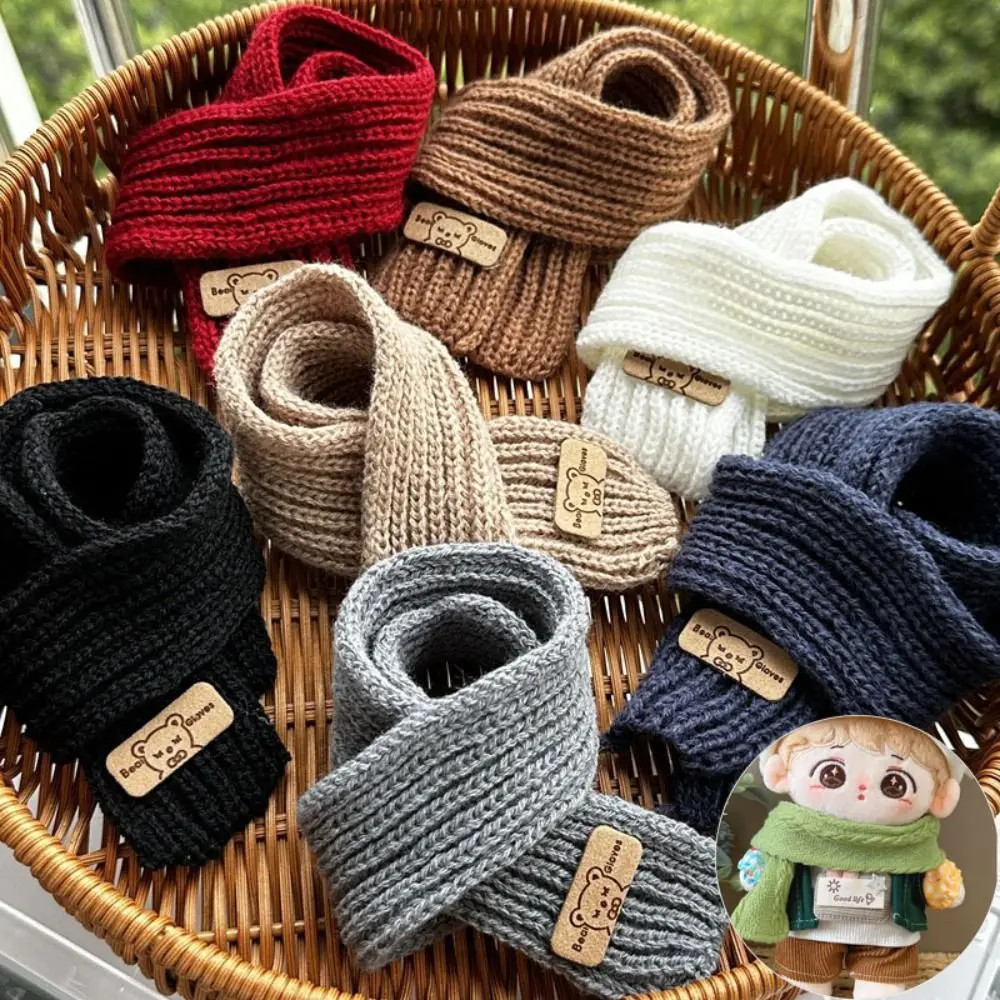 Bufanda de algodón de 20cm para muñecas, ropa de muñecas DIY, ropa informal, bufanda de punto para muñecas, bufandas de oso pequeño multicolor, accesorios para muñecas