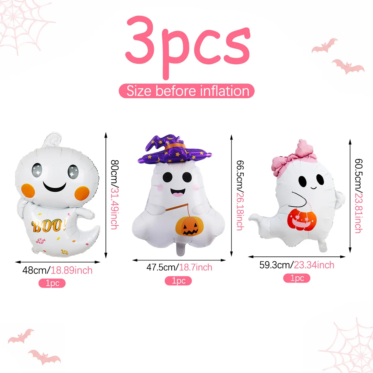 Set de 3 o 6 globos de Halloween con forma de fantasma, ideal para Halloween, cumpleaños y fiestas divertidas.