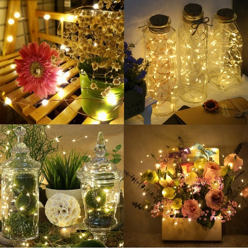 1M-30M 300Led cuerdas alambre de cobre 3XAA con pilas decoración del banquete de boda de Navidad guirnaldas de luces LED
