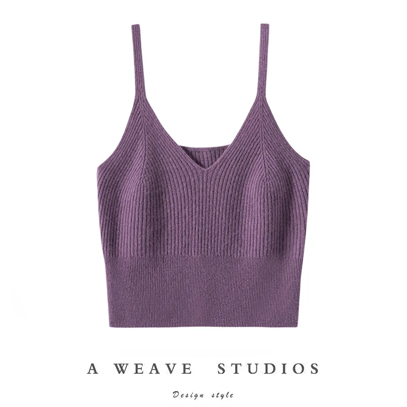 Camiseta sin mangas clásica de cachemira para mujer, 100% transpirable, informal, sexy, versátil, de moda, para todas las estaciones